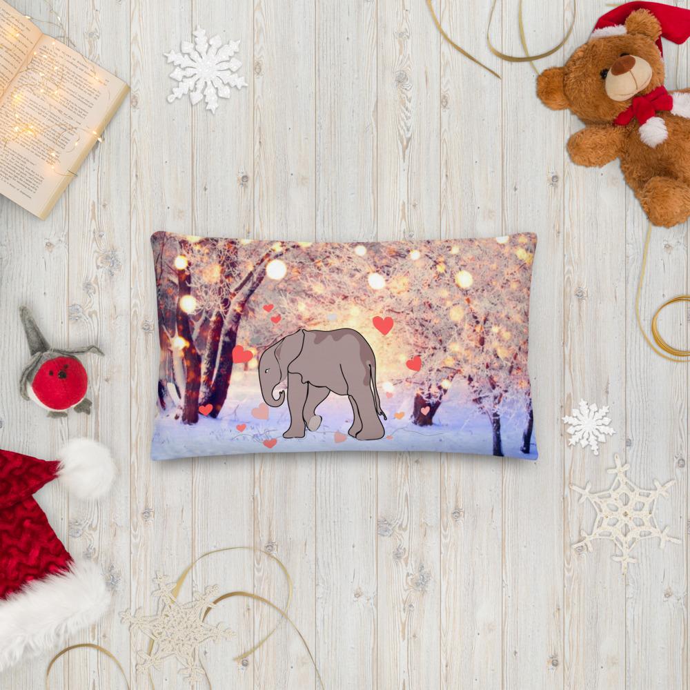 Snowy Christmas Elephant Pillow 20×12