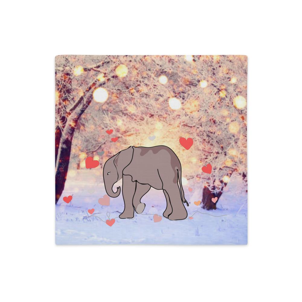 Snowy Wonderland Elephant Christmas Pillow Case