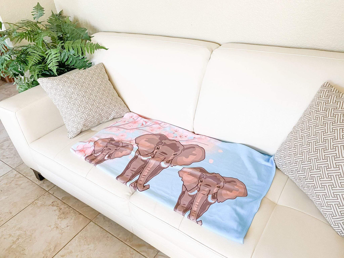 Soft Fleece Elephant Blanket - Marching Elephant Blanket Made in USA