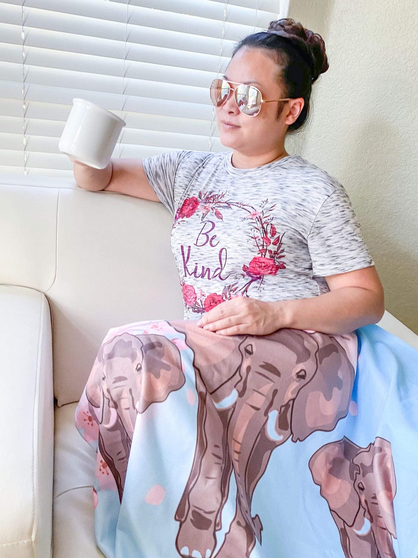 Soft Fleece Elephant Blanket - Marching Elephant Blanket Made in USA
