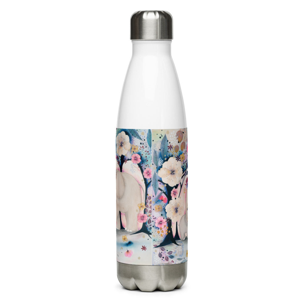 Ethereal Forest Stainless Steel Water Bottle with Mama and Baby Elephants