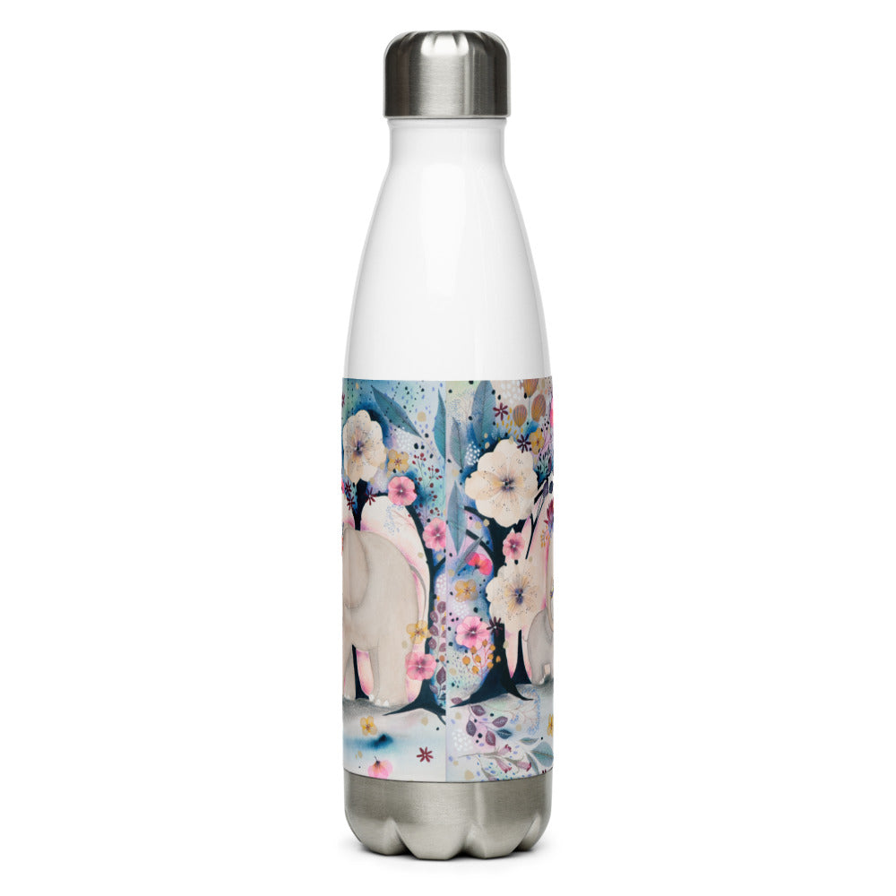 Ethereal Forest Stainless Steel Water Bottle with Mama and Baby Elephants