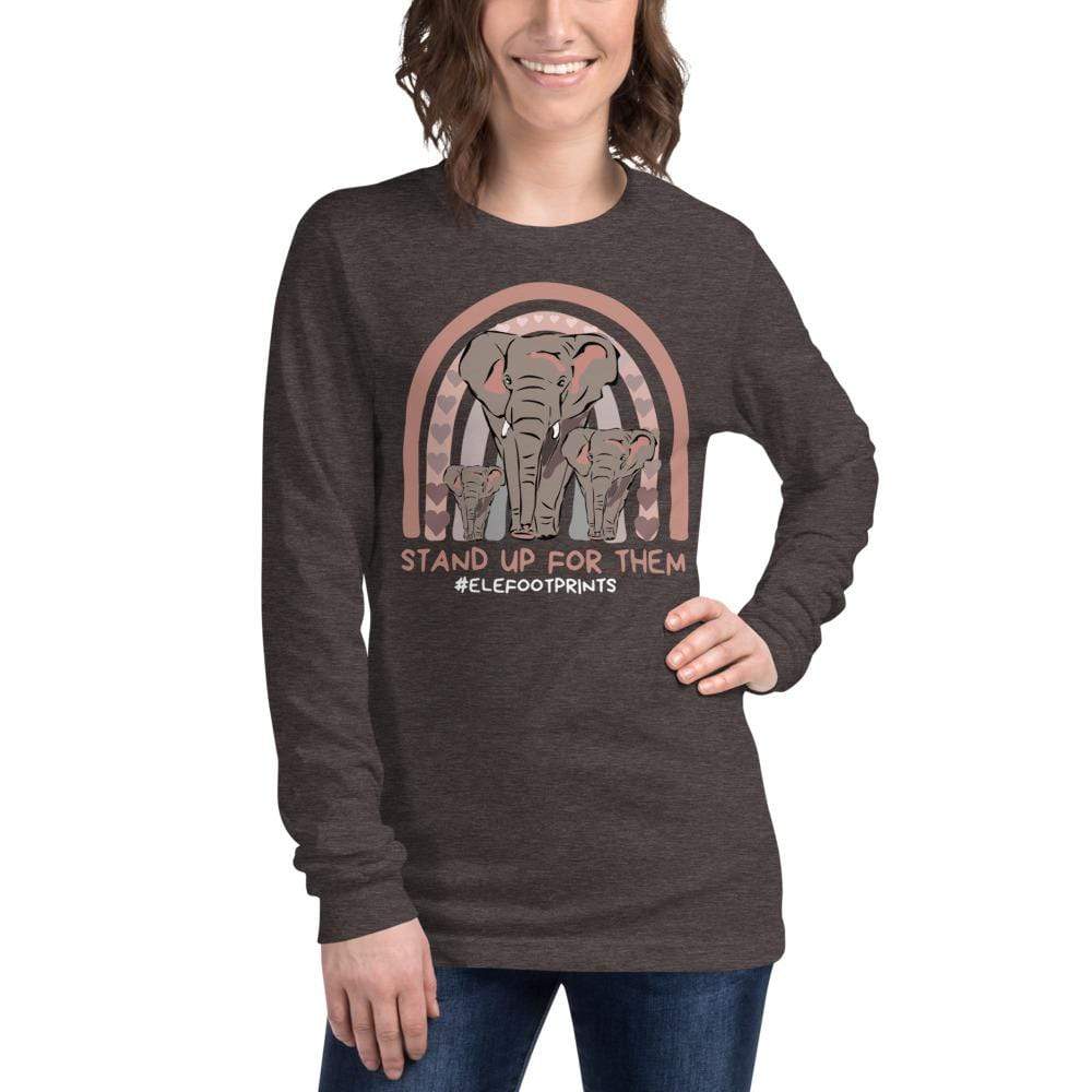 Stand up for Elephants Unisex Long Sleeve Tee Dark Grey Heather / XS