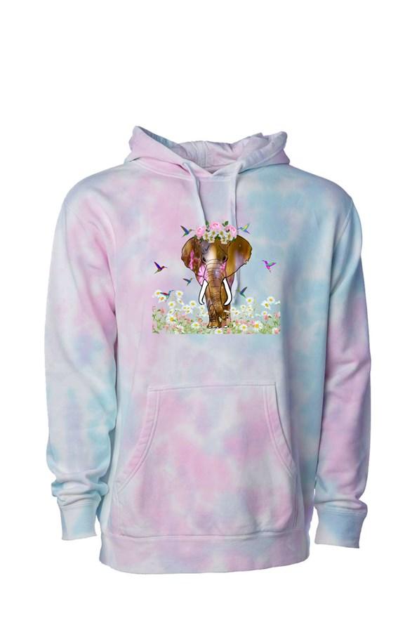 Tie Dye Cotton Candy Elephant Hoodie hoodies s / Tie Dye Cotton Candy