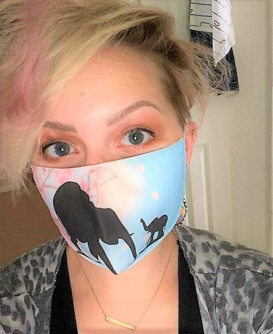 Two Layer Elephant Spring Face Mask - 100% Cotton Fabric Face Covers (Machine Washable) Made in the USA