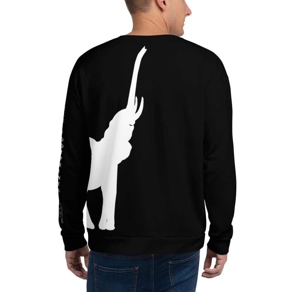 Unbelievably Cute Trunk Up Elephant Sweatshirt (Black) - Elephant Footprints