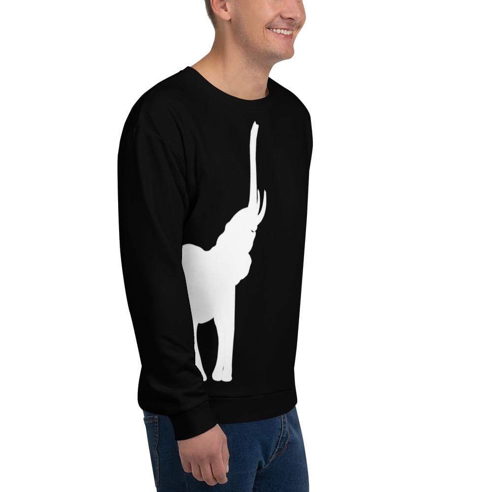 Unbelievably Cute Trunk Up Elephant Sweatshirt (Black) - Elephant Footprints