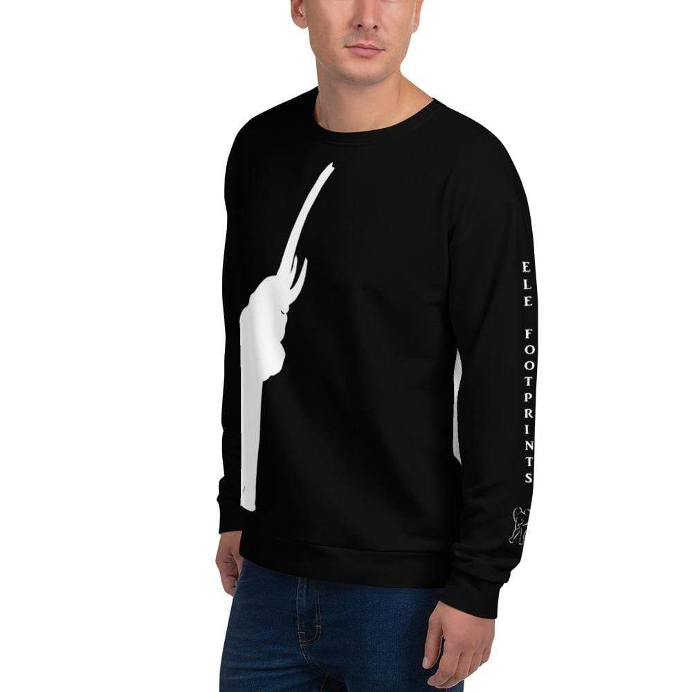 Unbelievably Cute Trunk Up Elephant Sweatshirt (Black) - Elephant Footprints