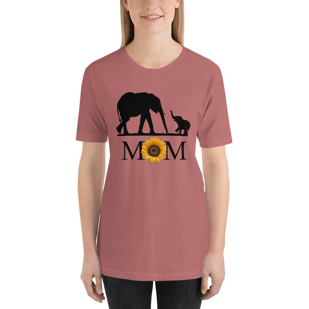 Cute Elephant and Sunflower Mom Short-Sleeve T-Shirt