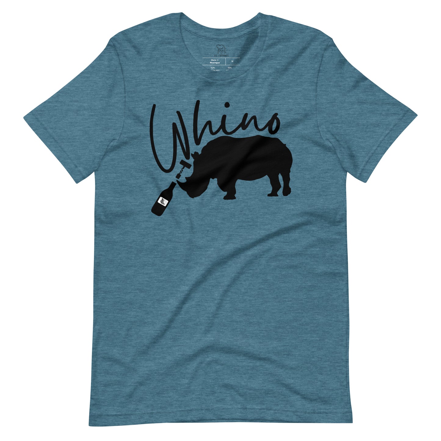 Whino Women's T-shirt | Rhino Opening a Bottle of Wine Shirt | Shirt with Rhino | Wine Shirt | Whino Men's T-shirt