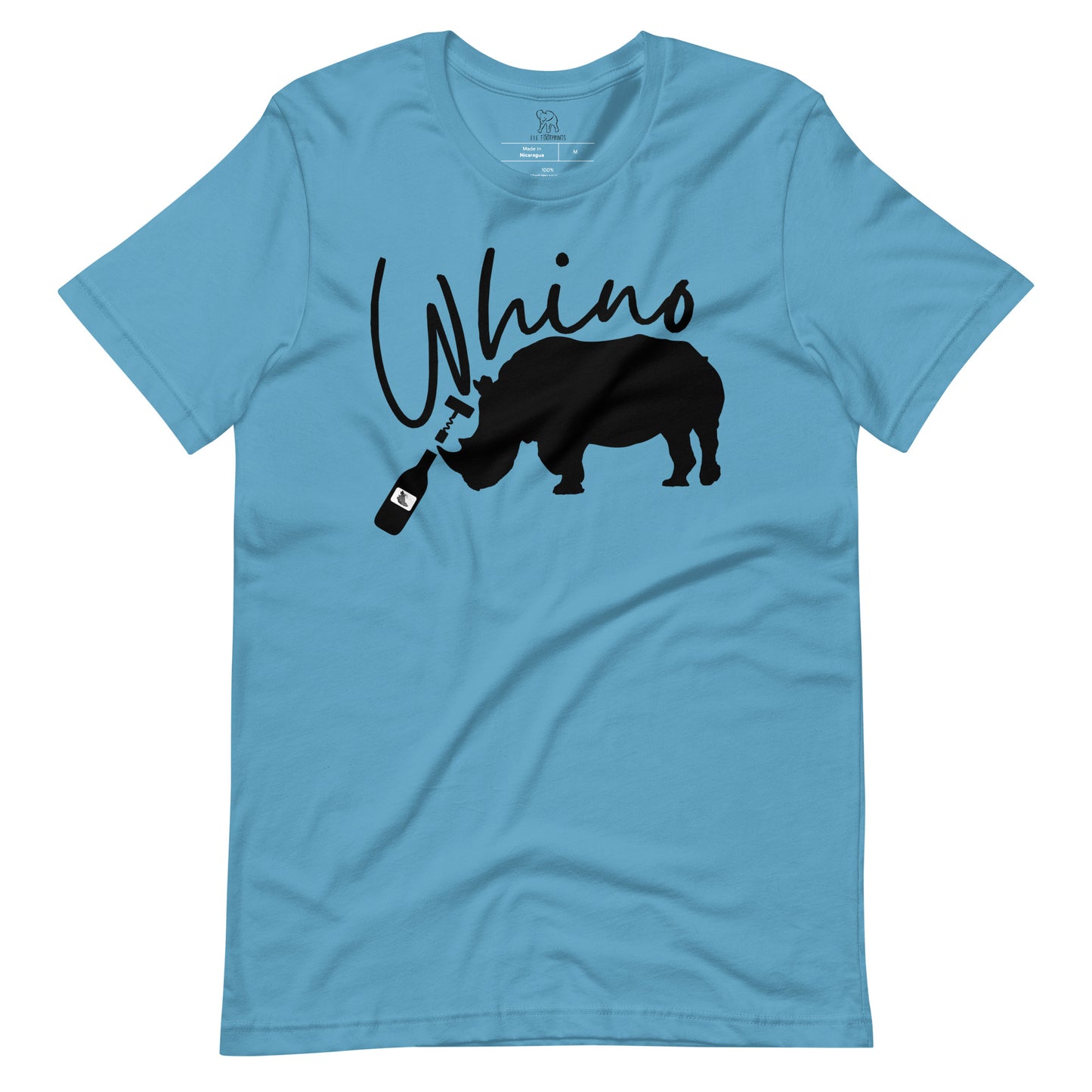 Whino Women's T-shirt | Rhino Opening a Bottle of Wine Shirt | Shirt with Rhino | Wine Shirt | Whino Men's T-shirt