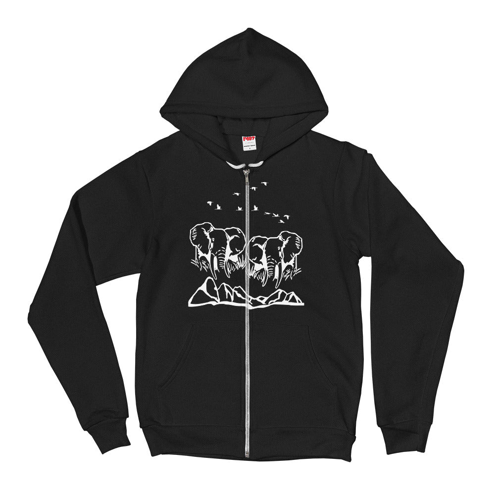 Jumbo Elephant Zip Up Hoodie - Prone to Shrinking during wash cycle