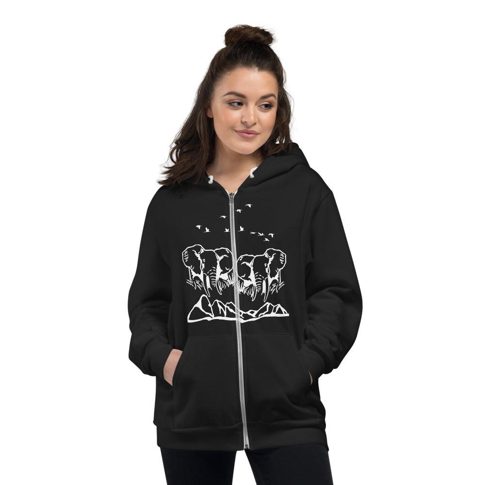 Jumbo Elephant Zip Up Hoodie - Prone to Shrinking during wash cycle