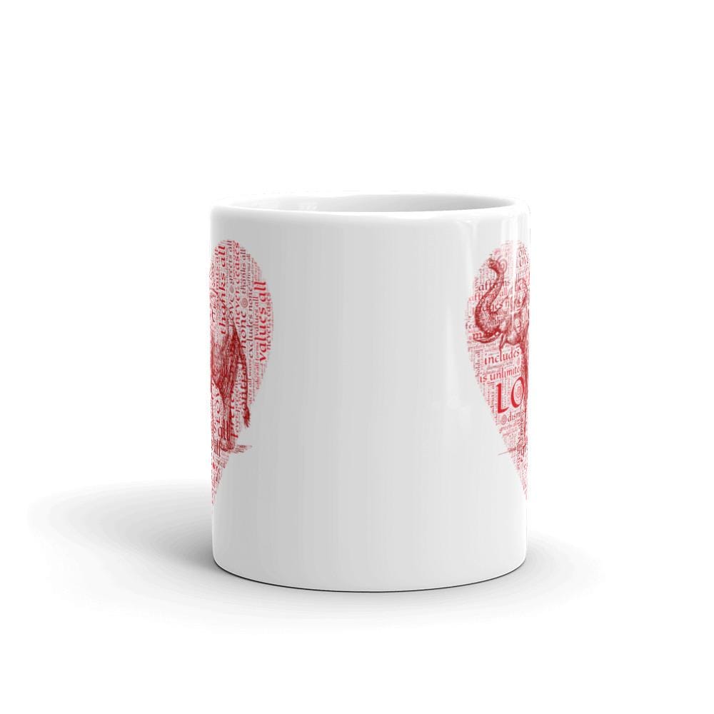 Valentine Asian Elephant with LOVE Typography Mug Coffee Mug