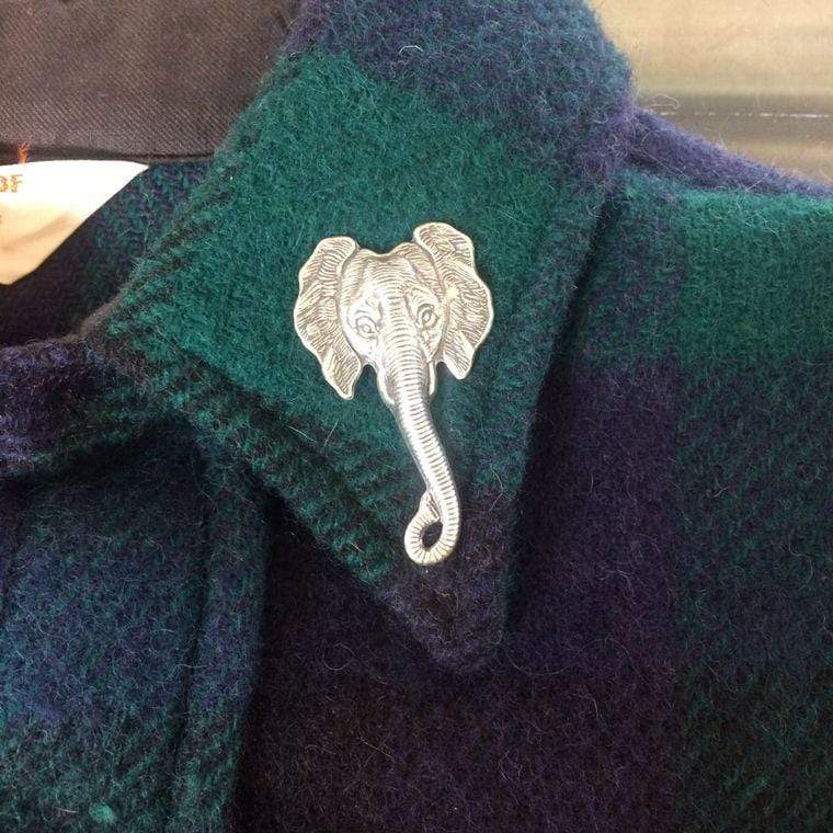 Vintage Elephant Necktie Tack Lapel Pin - Oxidized Silver Necktie
