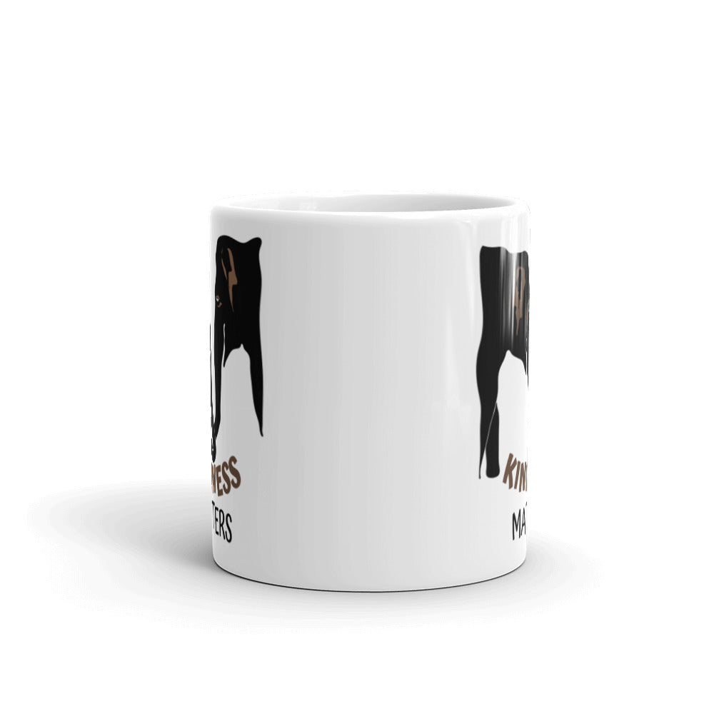 Kindness Matters Elephant White Glossy Mug