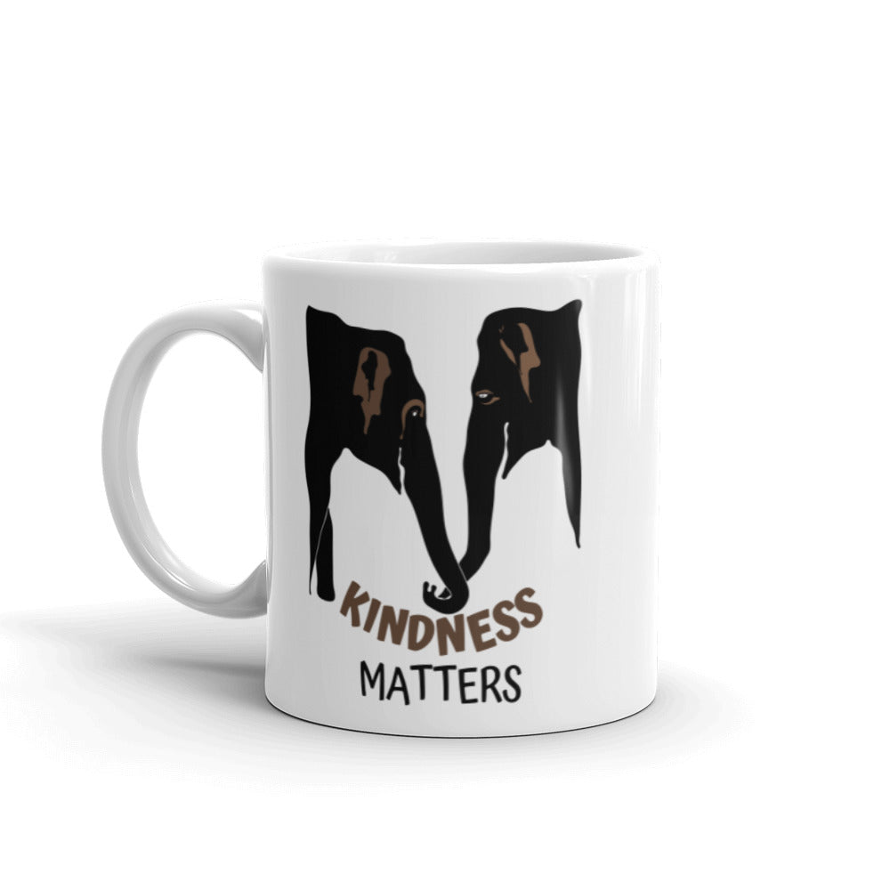 Kindness Matters Elephant White Glossy Mug