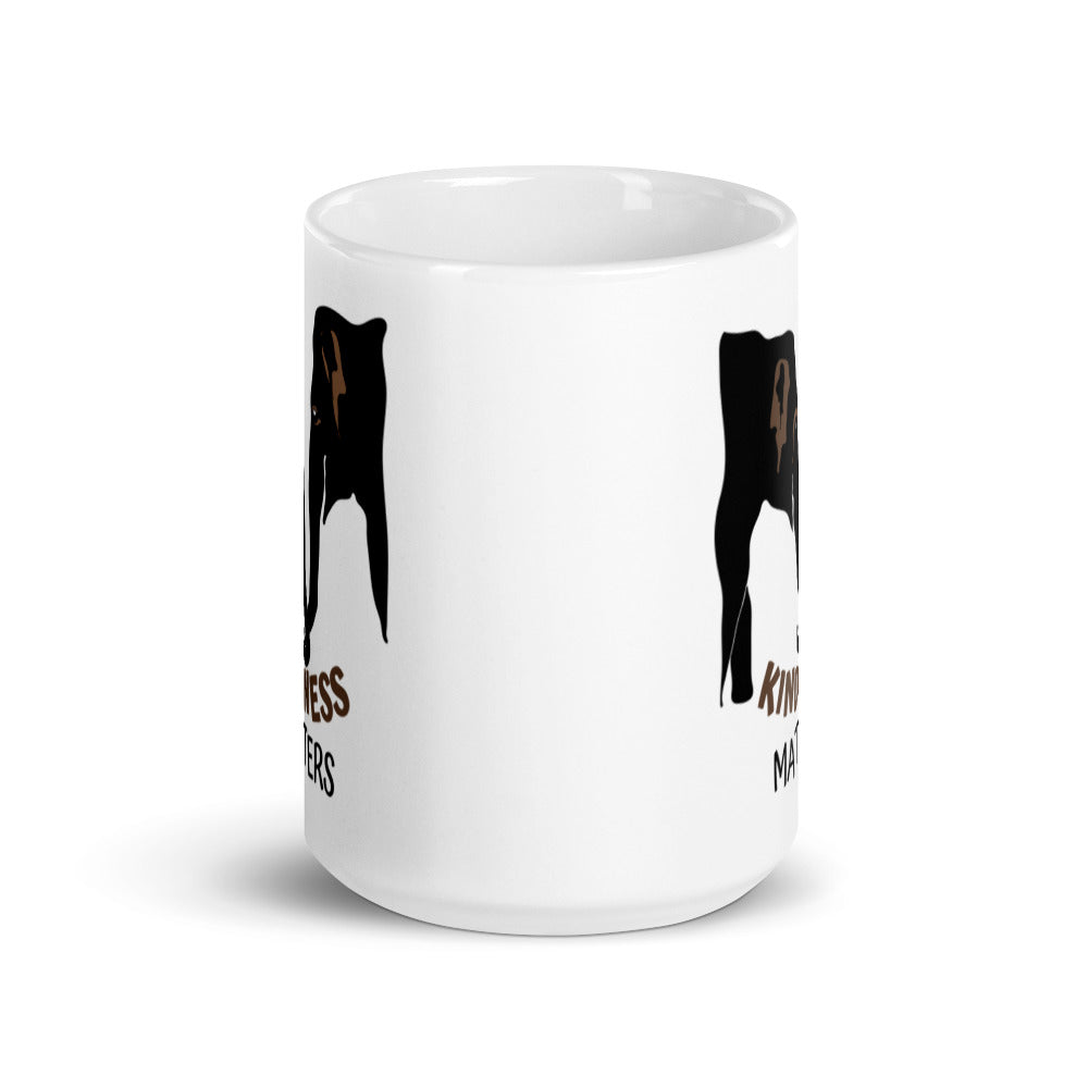 Kindness Matters Elephant White Glossy Mug