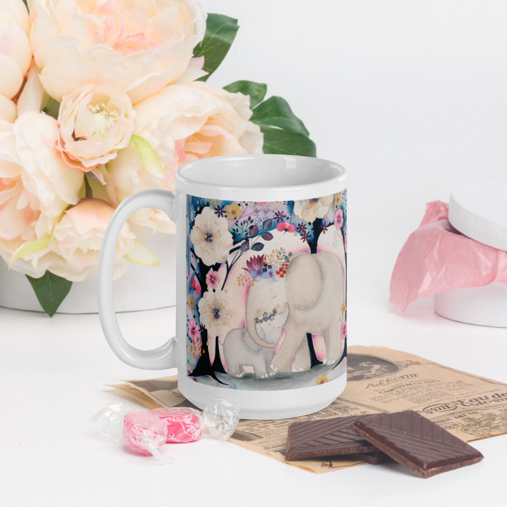 Ethereal Elephant Princess Glossy Coffee Mug