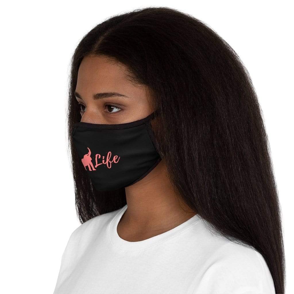 Wildlife Elephant Fitted Polyester Face Mask - Black Face Covering with Pink Elephant Accessories One size