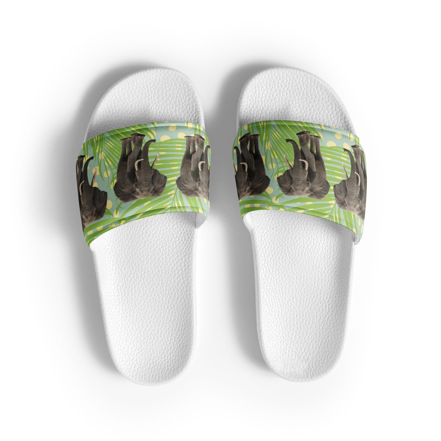 Women's Slides with Jumbo Elephants in a Forest Setting