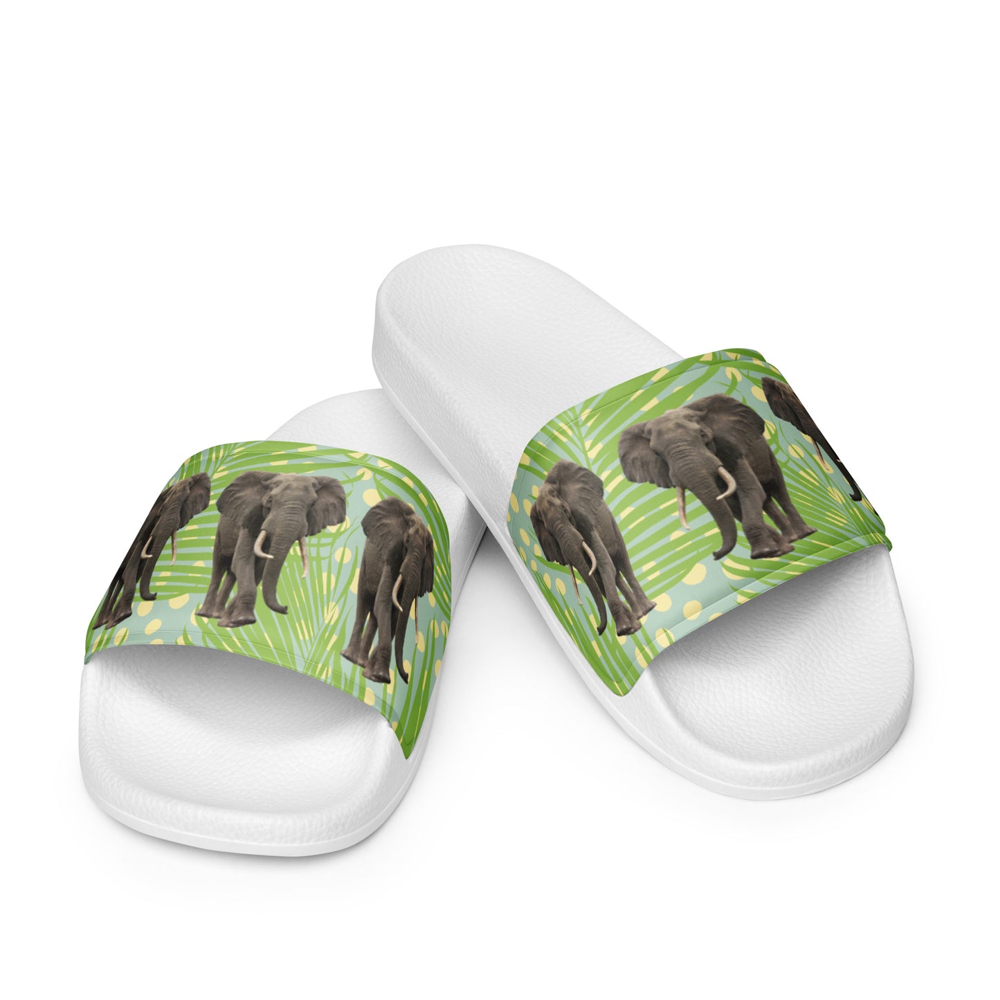 Women's Slides with Jumbo Elephants in a Forest Setting