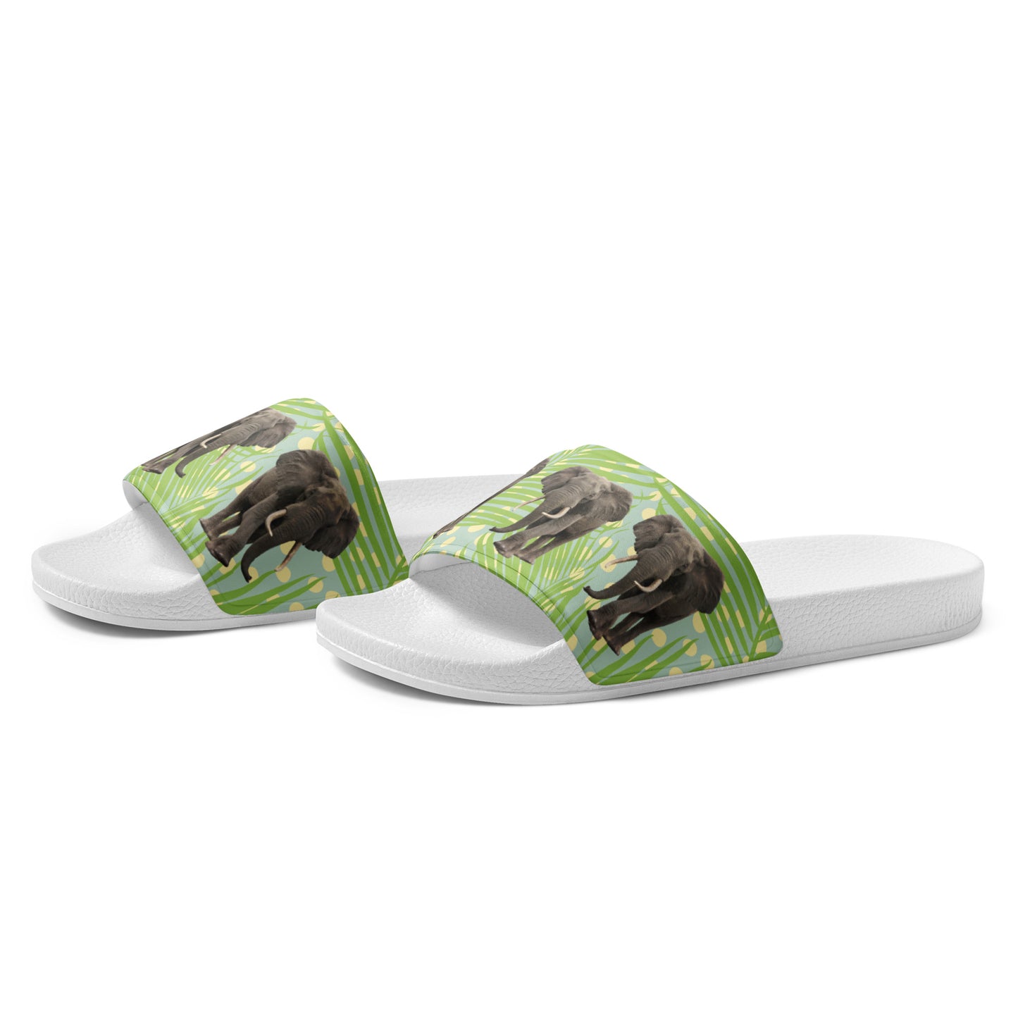 Women's Slides with Jumbo Elephants in a Forest Setting