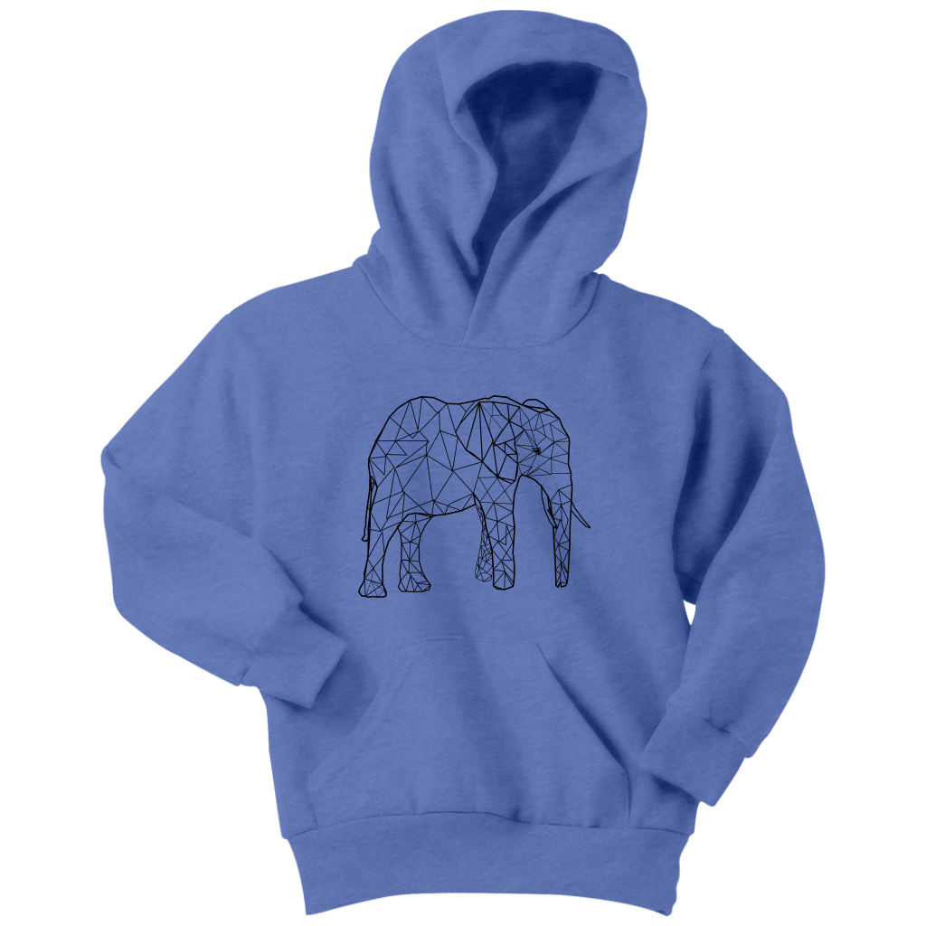 Youth Geometric Elephant Hoodie Youth Hoodie Youth Hoodie / Carolina Blue / XS