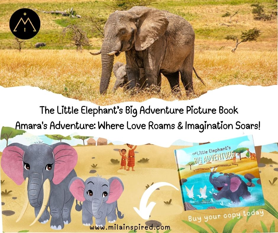 Elephant conservation in storybook. The importance of saving our elephants. The Little Elephant's Big Adventure book by Mila Inspired