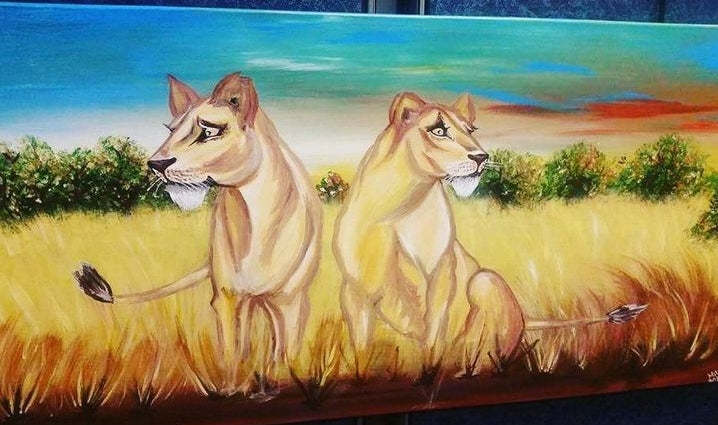 image-painting-of-two-lionesses-in-maasai-mara-national-reserve-in-kenya