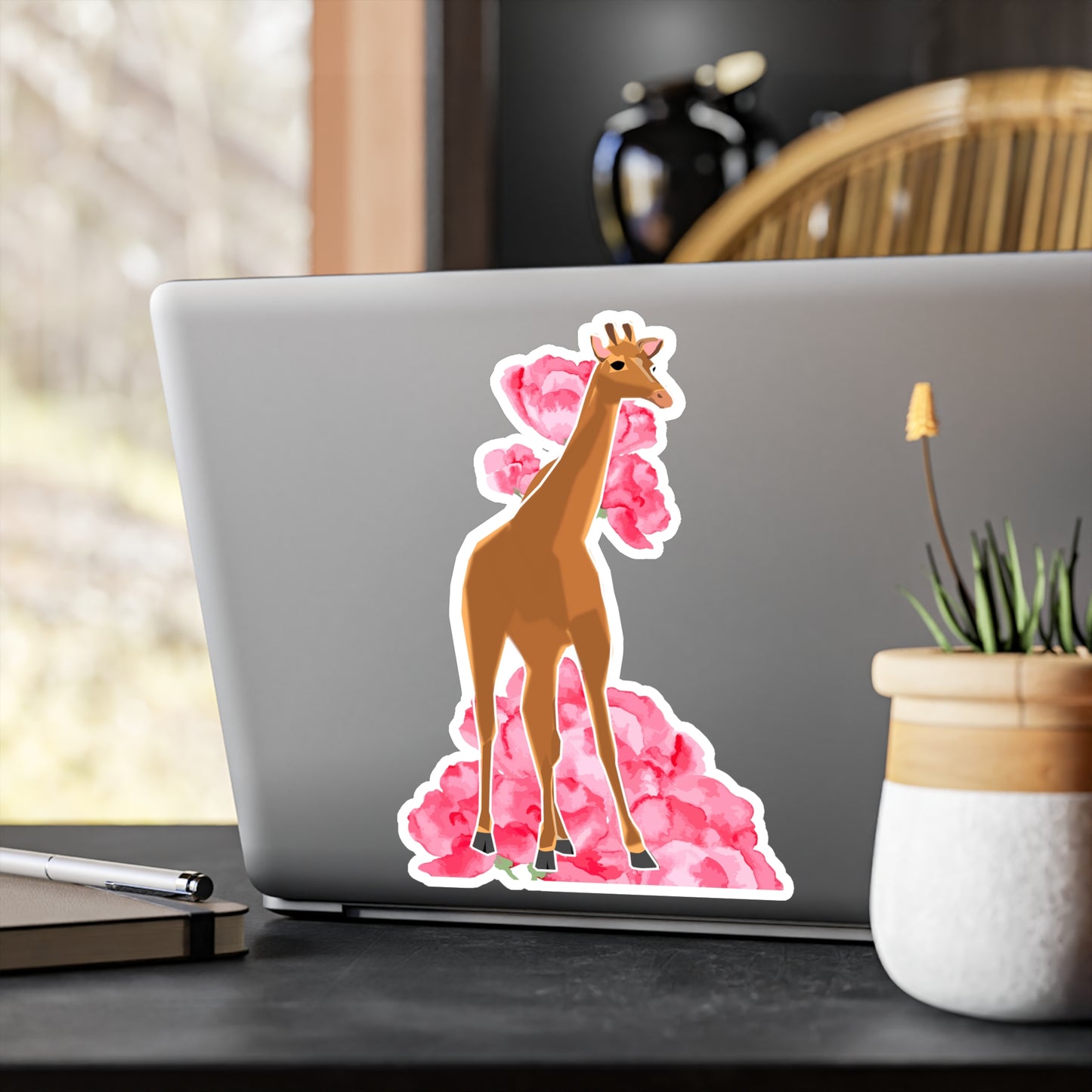 Adorable Spotless Baby Giraffe with a Flower Crown | Cute Safari Decal For Boys, Girls, Kids| Waterproof, Vinyl and Dishwasher Safe | Laptop, Water bottle, Planner, Tumbler