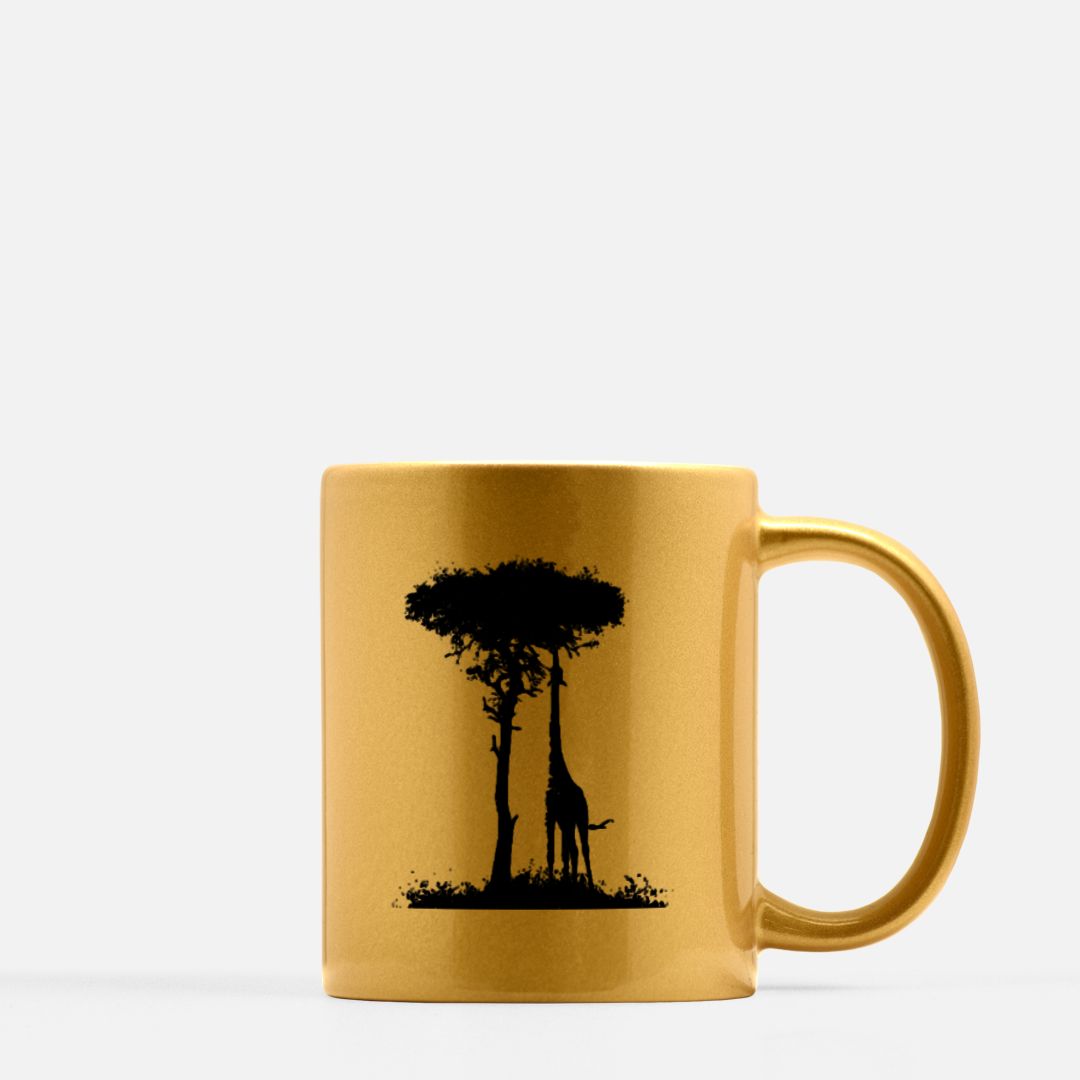 Metallic Gold Giraffe Mug 11oz (Gold)
