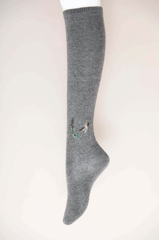 Cozy Hummingbird Wool Knee High Socks