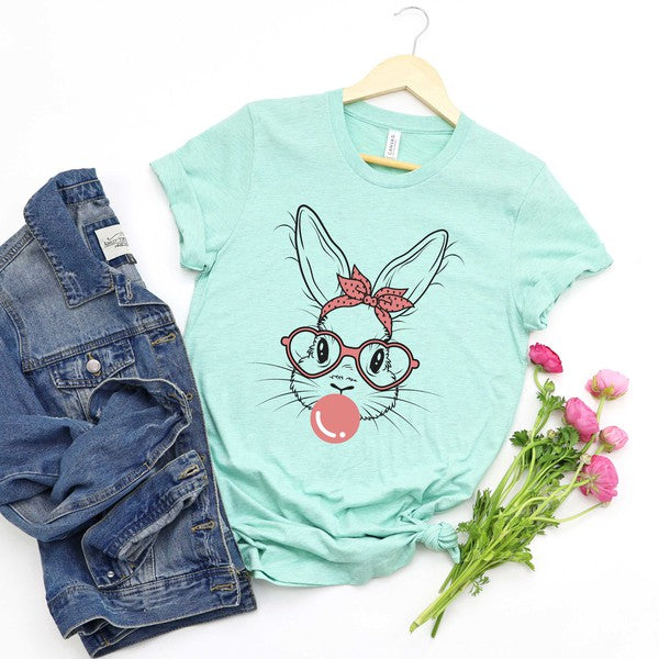 Easter Bunny With Bubble Gum Short Sleeve Tee