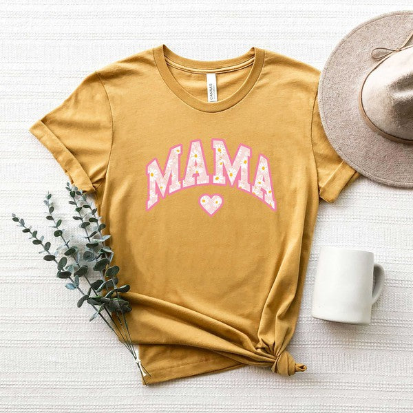 Mama Curved Floral Short Sleeve Graphic Tee