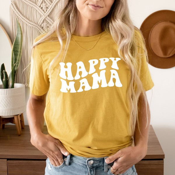 Happy Mama Wavy Short Sleeve Graphic Tee