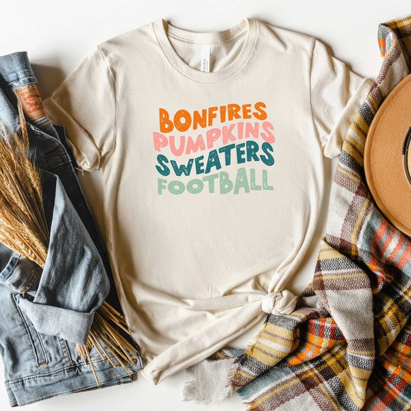 Bonfires Pumpkins Sweaters Football Short Sleeve