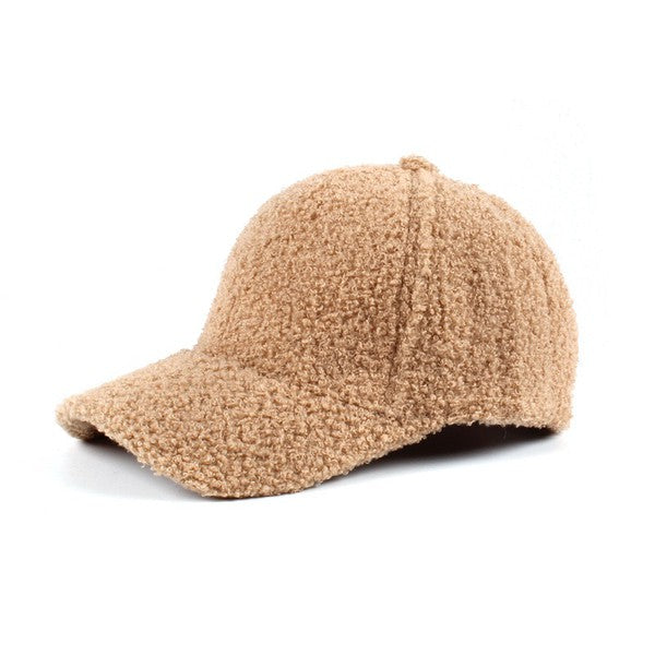 Adorable Boucle Sherpa Teddy Bear Knit Ball Cap