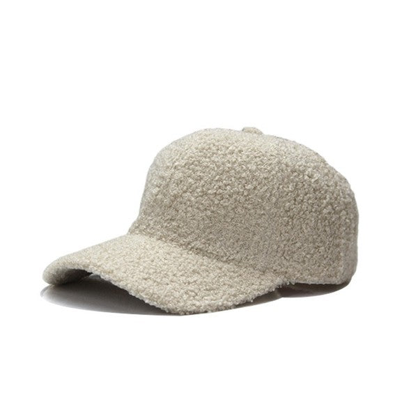 Adorable Boucle Sherpa Teddy Bear Knit Ball Cap