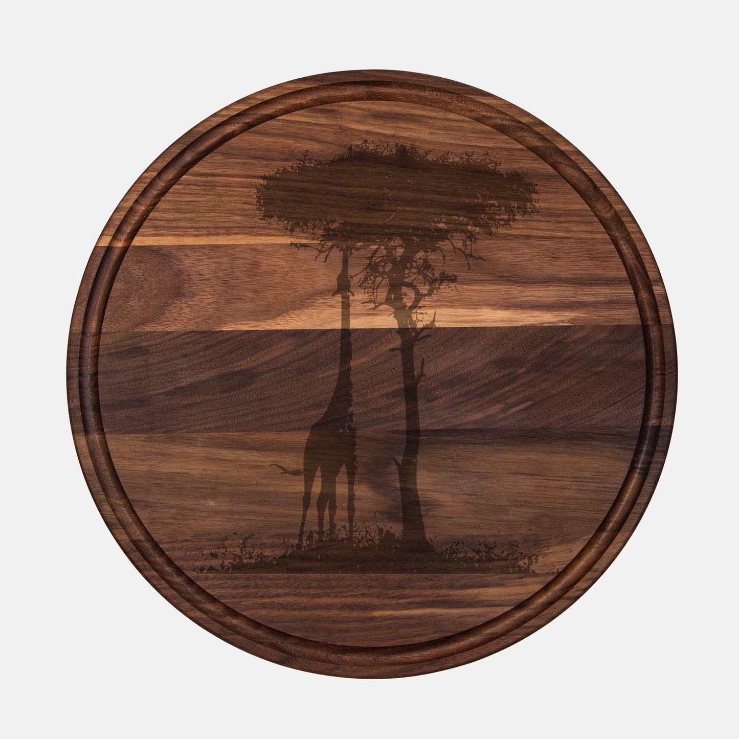 Giraffe Walnut Charcuterie Board with Groove – Serving Board, Housewarming Gift, Wedding Gift, Cutting Board