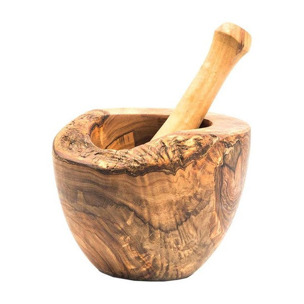 Handmade Olive Wood Rustic Mortar and Pestle