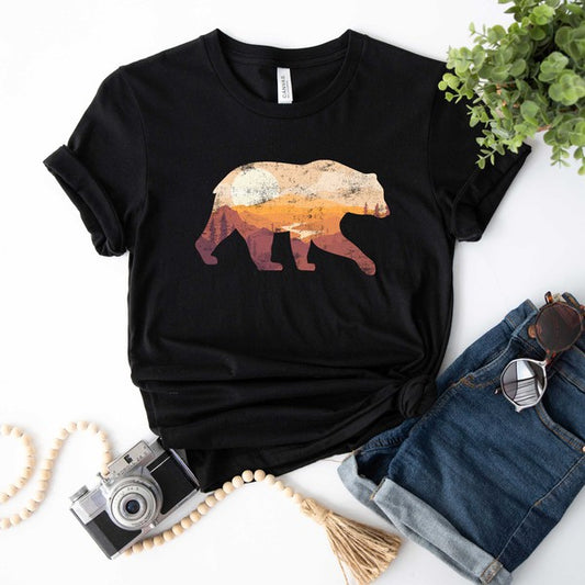 Bear Sunset Valley Short Sleeve Graphic Tee