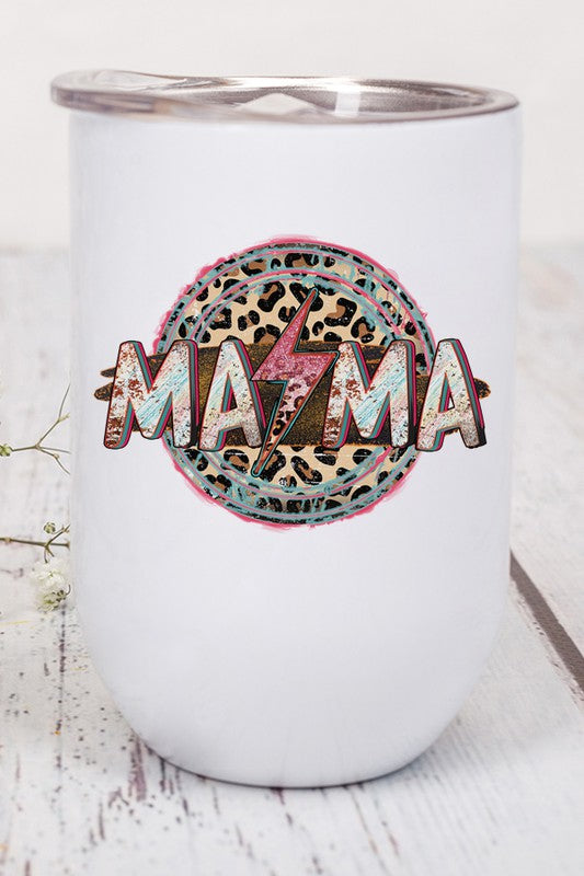 Mother's Day Mama Red Bolt Leopard Wine Tumbler