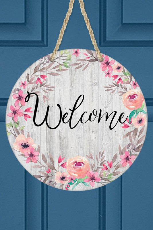 Welcome Floral Circle Door Hanger