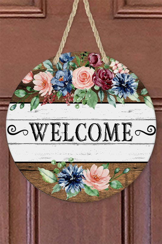 Welcome Floral Above Below Door Hanger