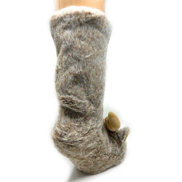 Moose Up - Women's Plush Animal Slipper Socks