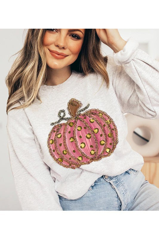 Leopard Pumpkin Thanksgiving Unisex Fleece Sweatshirt