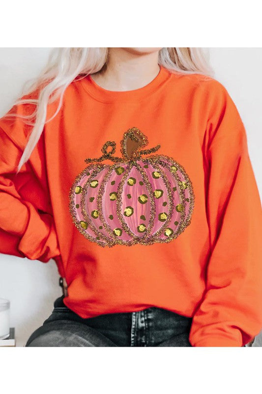 Leopard Pumpkin Thanksgiving Unisex Fleece Sweatshirt