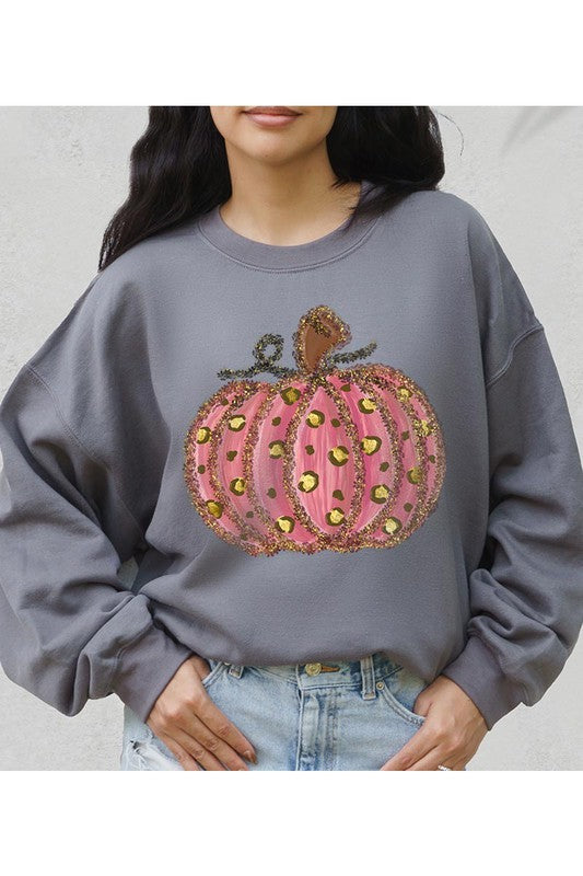 Leopard Pumpkin Thanksgiving Unisex Fleece Sweatshirt