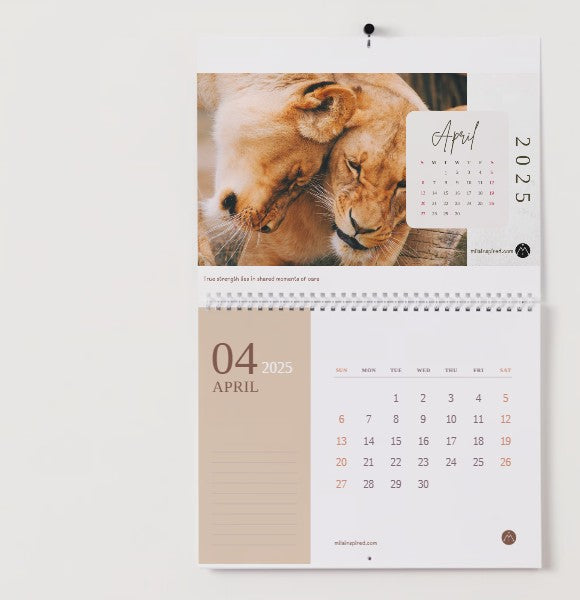 Digital 2025 Calendar with African Safari-Inspired Images - Stunning African Wildlife with Inspiring Sayings